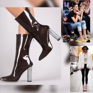 Black Pointed Toe Bootie Transparent